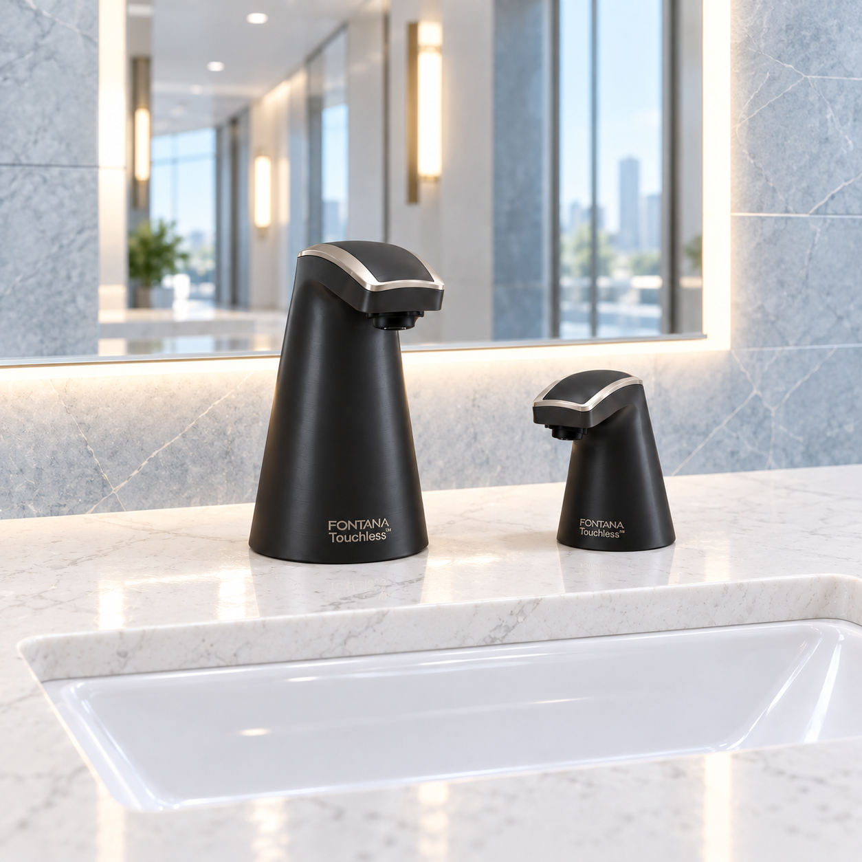 Touchless wash-station fixture arrangement